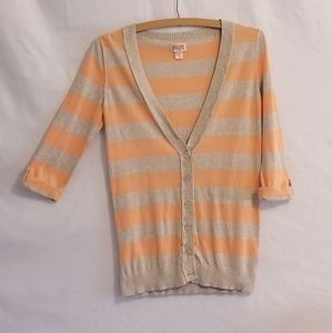 Peach & Grey rugby stripe cardigan